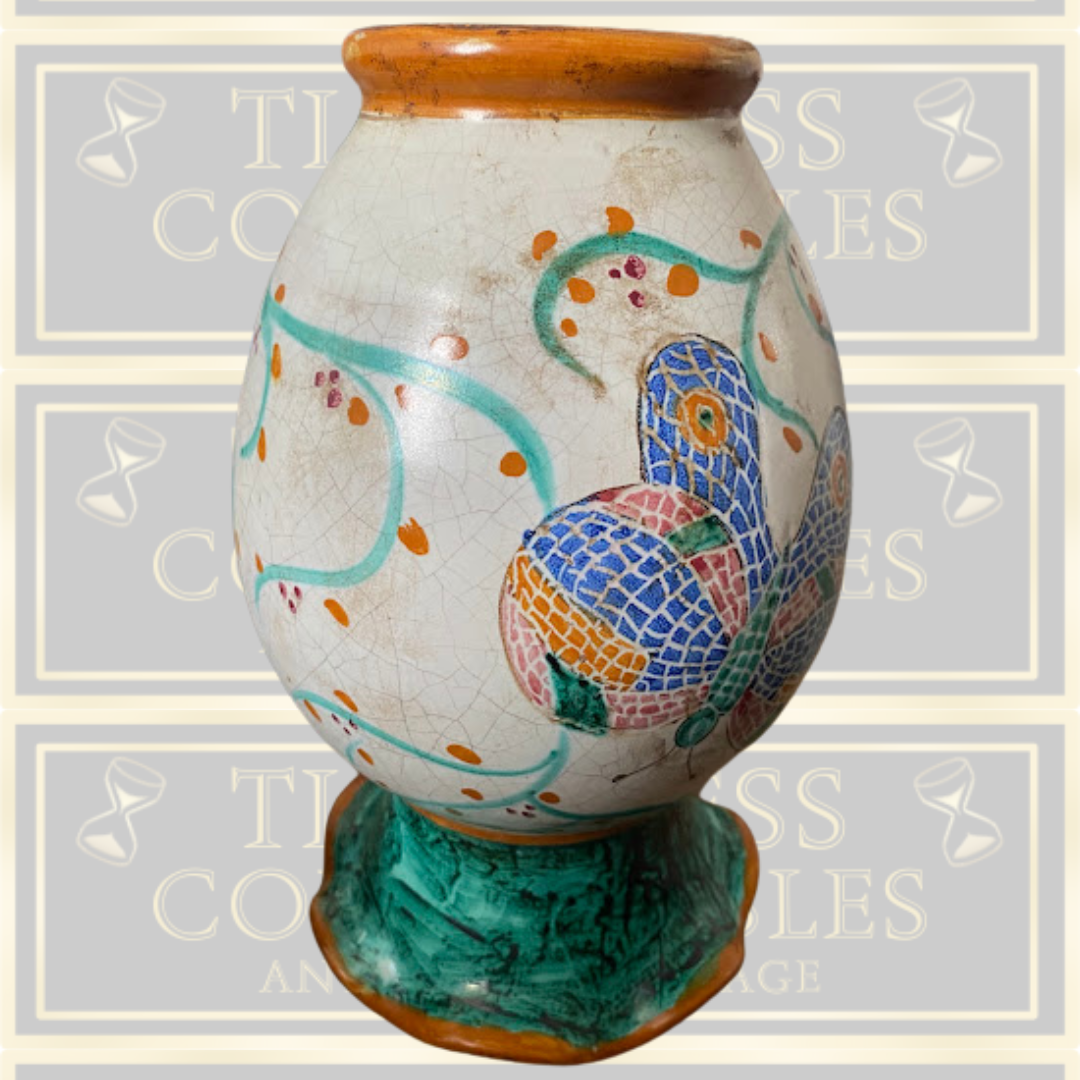 Vintage Positano Hand Painted Butterfly Vase