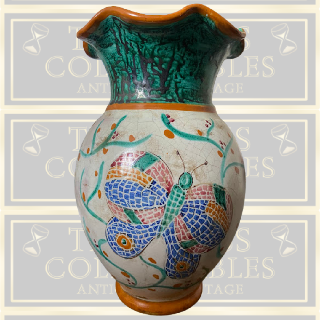 Vintage Positano Hand Painted Butterfly Vase