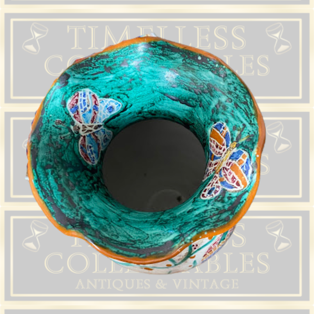 Vintage Positano Hand Painted Butterfly Vase