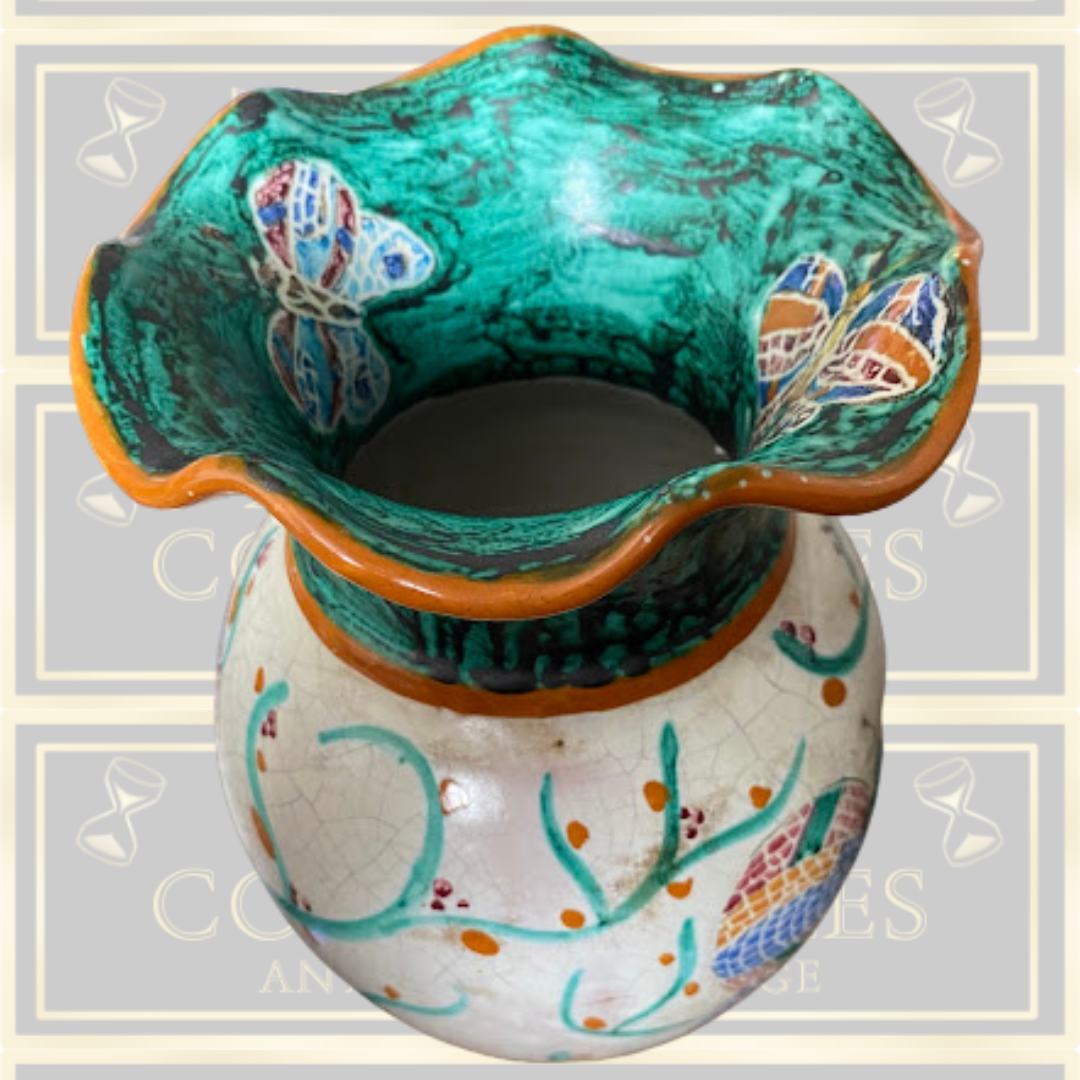 Vintage Positano Hand Painted Butterfly Vase