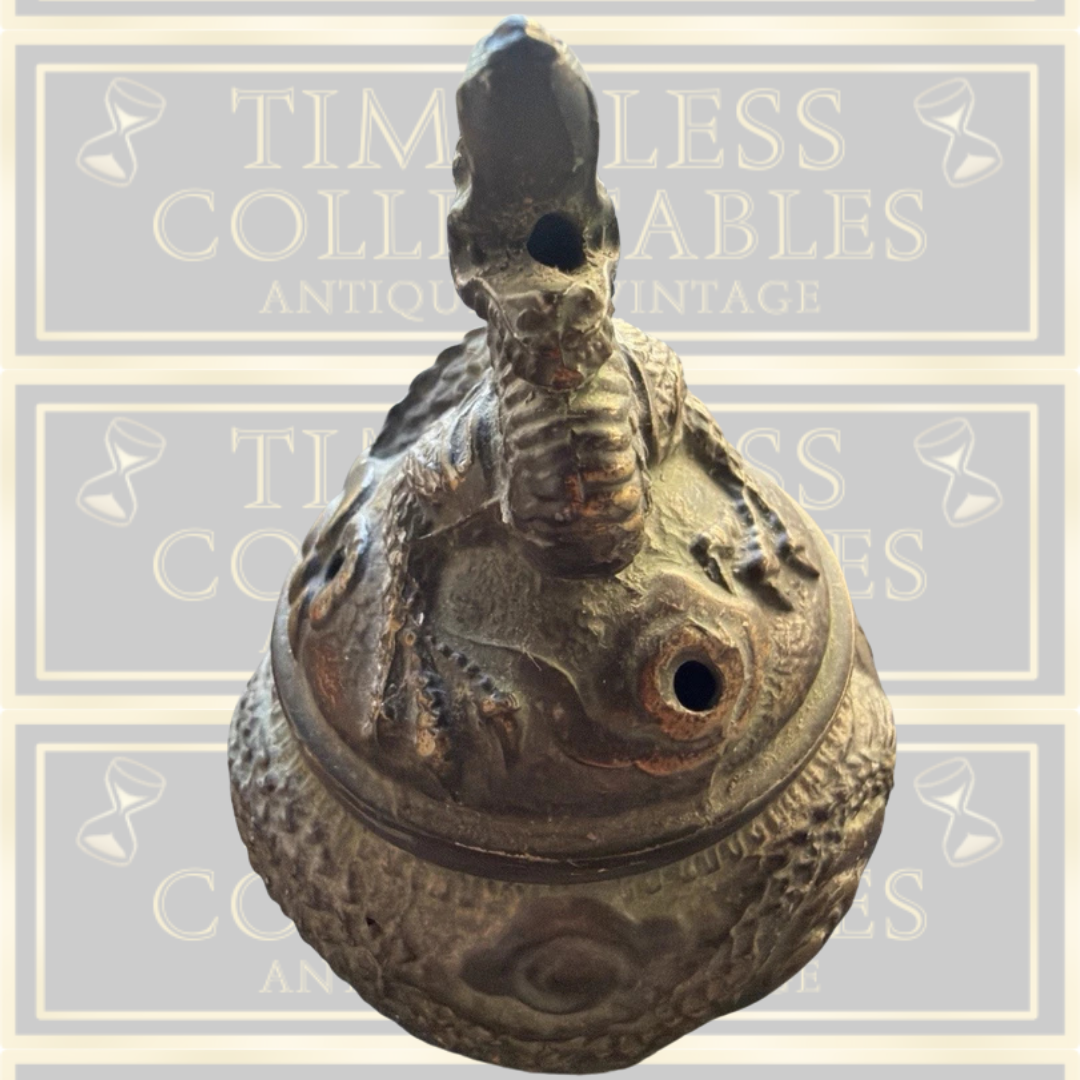 Vintage Bronze Dragon Lidded Incense Burner