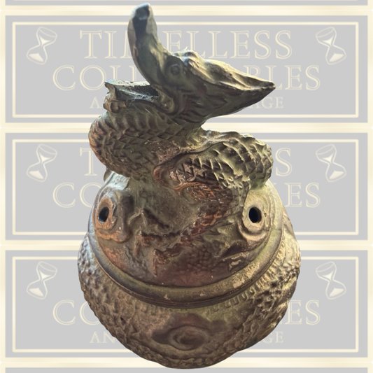 Vintage Bronze Dragon Lidded Incense Burner