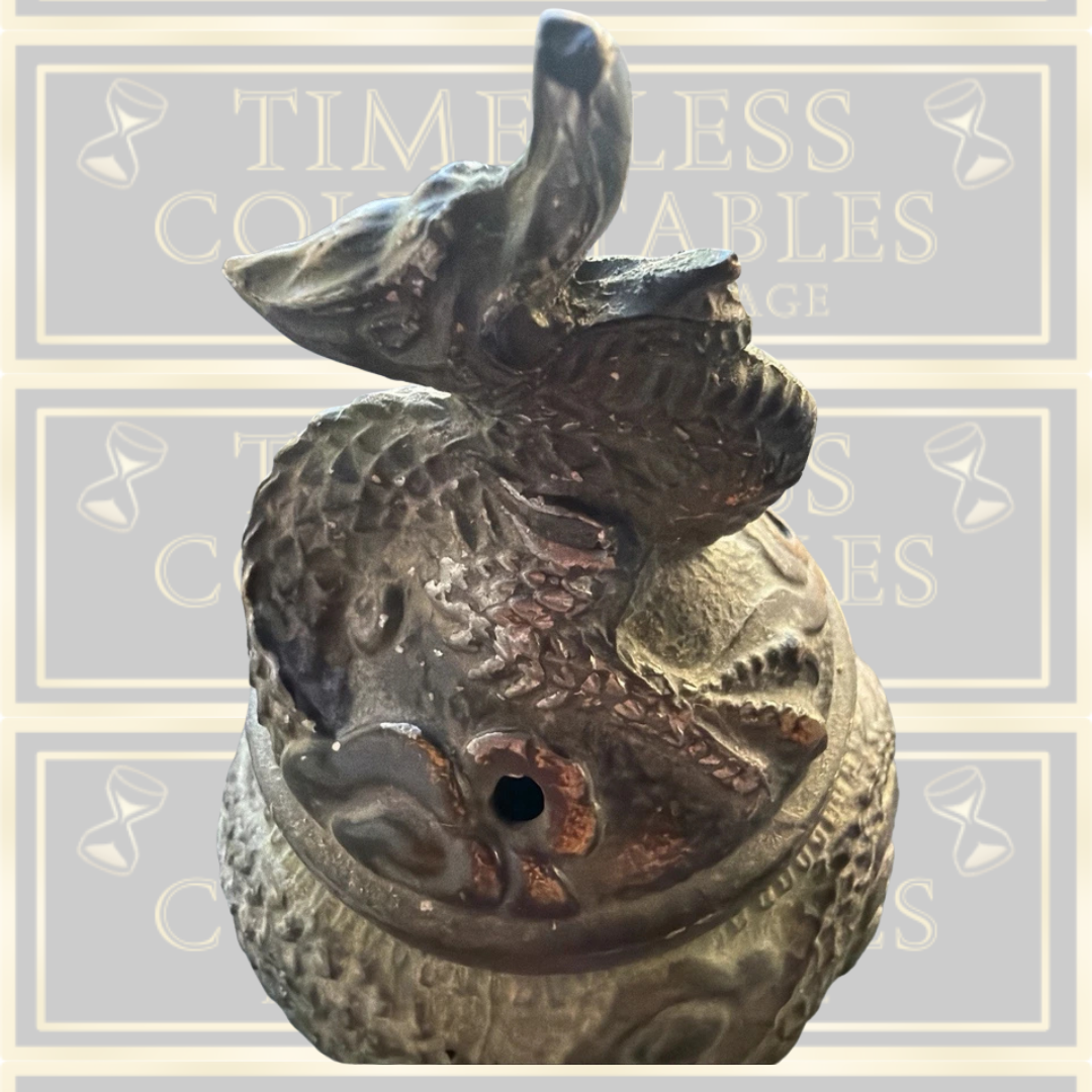 Vintage Bronze Dragon Lidded Incense Burner