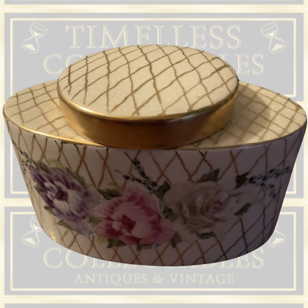 Antique Lidded Sucrier Hand Painted Flowers