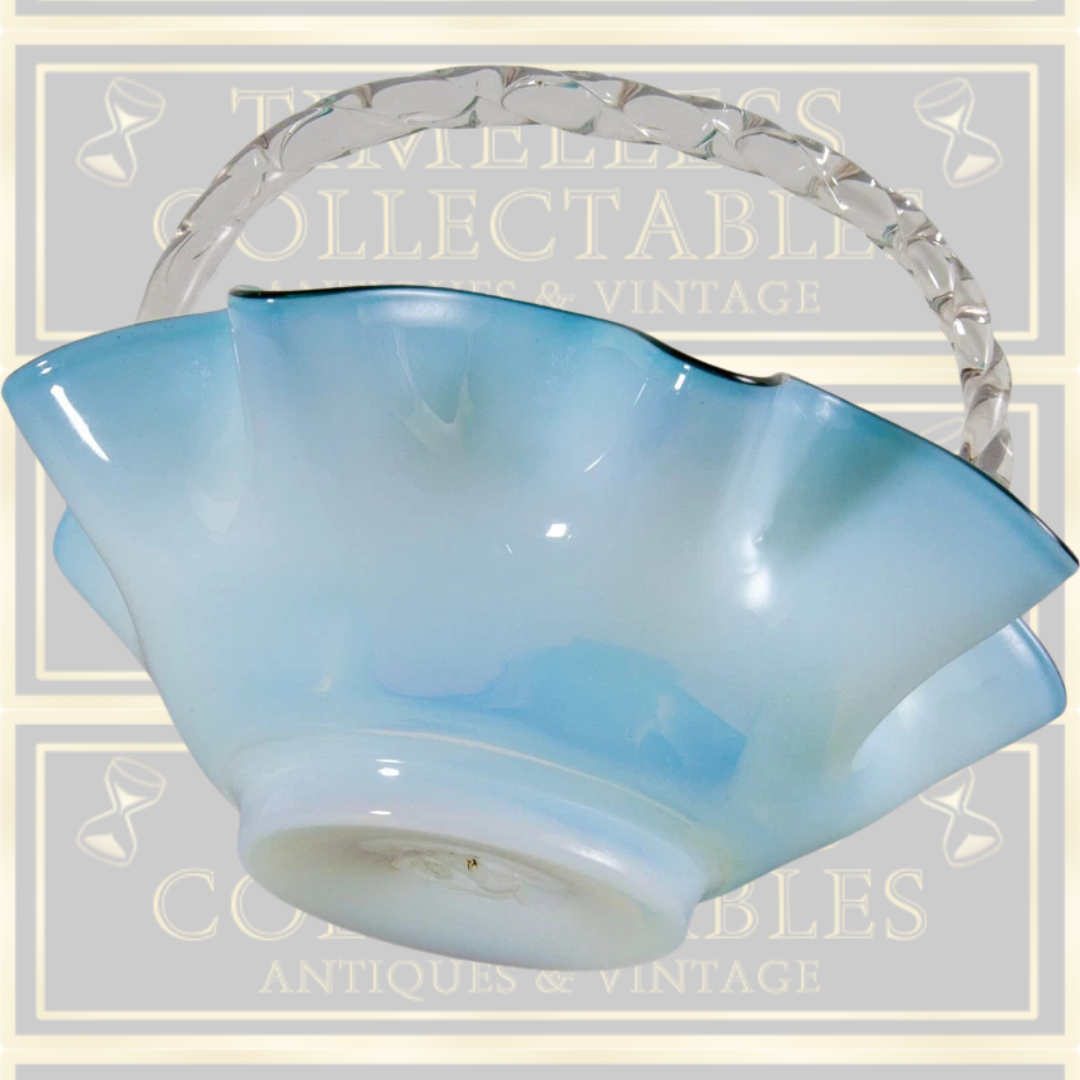 Antique Milk Glass Uranium Flower Basket