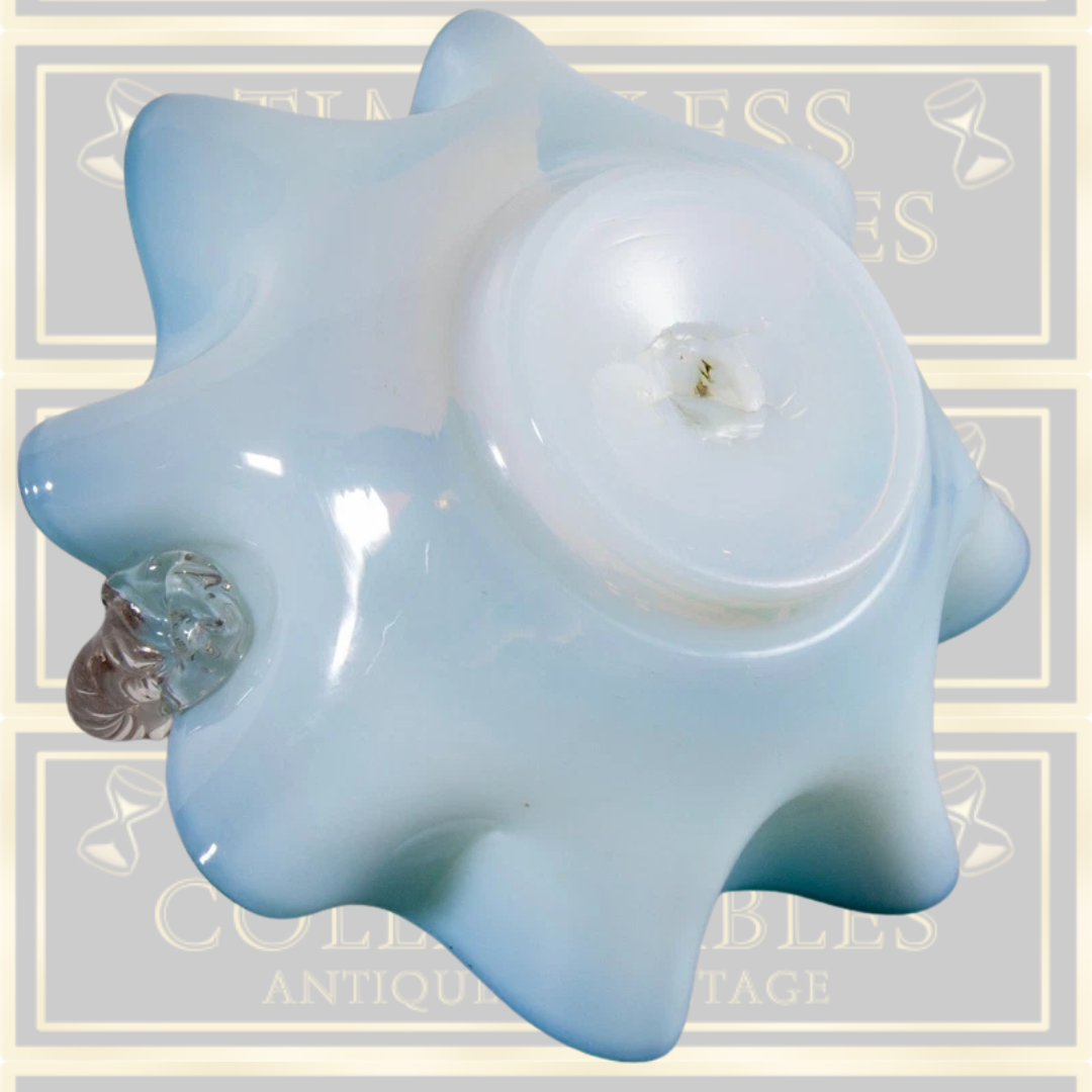 Antique Milk Glass Uranium Flower Basket