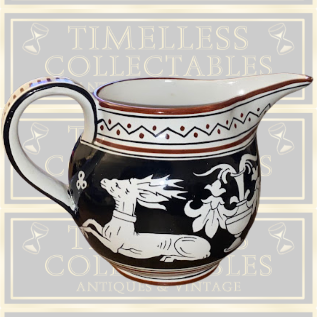 Vintage Italian Deruta Pitcher Stag Motifs