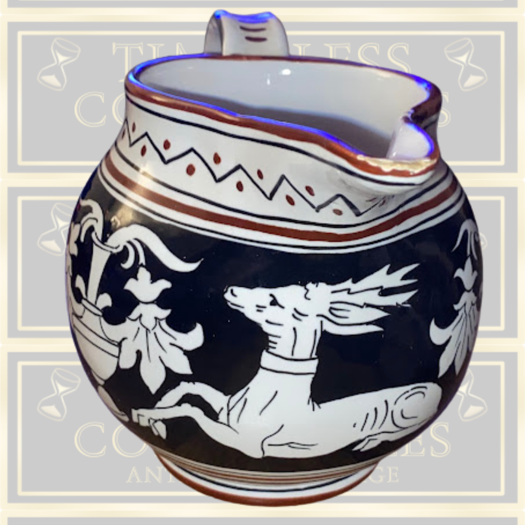 Vintage Italian Deruta Pitcher Stag Motifs