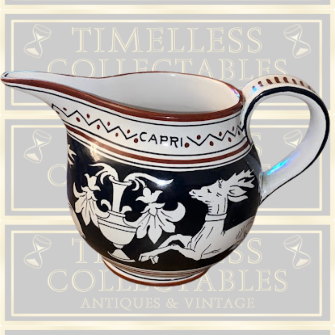 Vintage Italian Deruta Pitcher Stag Motifs