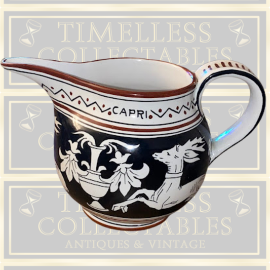 Vintage Italian Deruta Pitcher Stag Motifs