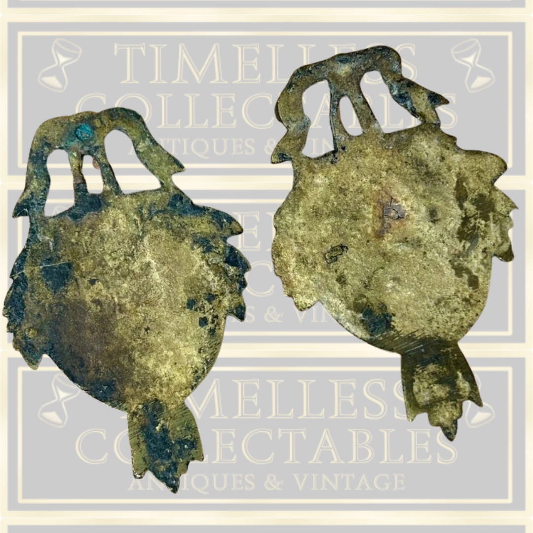 Antique Pair Brass King Louis XVI & Queen Marie Antoinette Coat Hooks