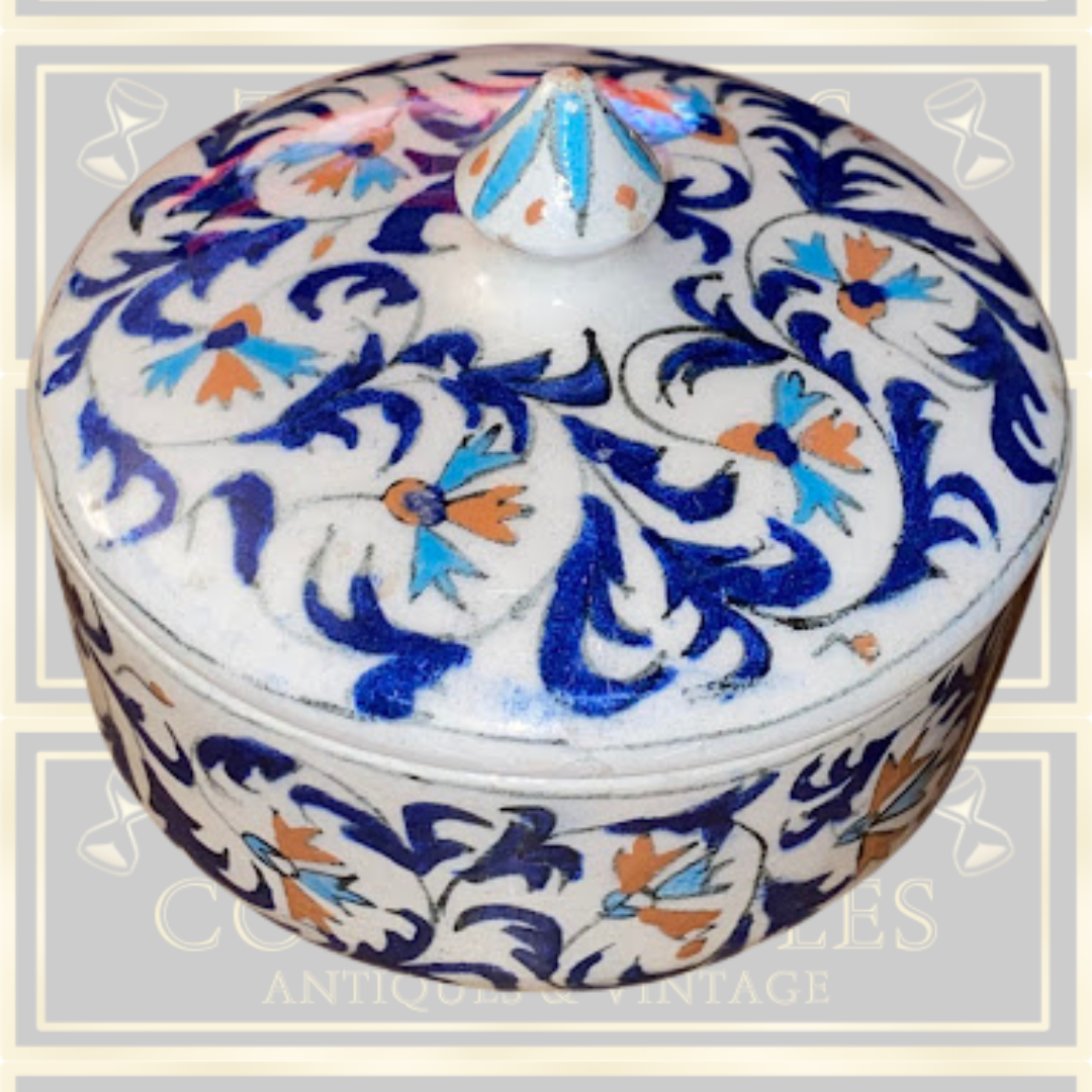 Antique Ceramic Hand Painted Sugar Bowl