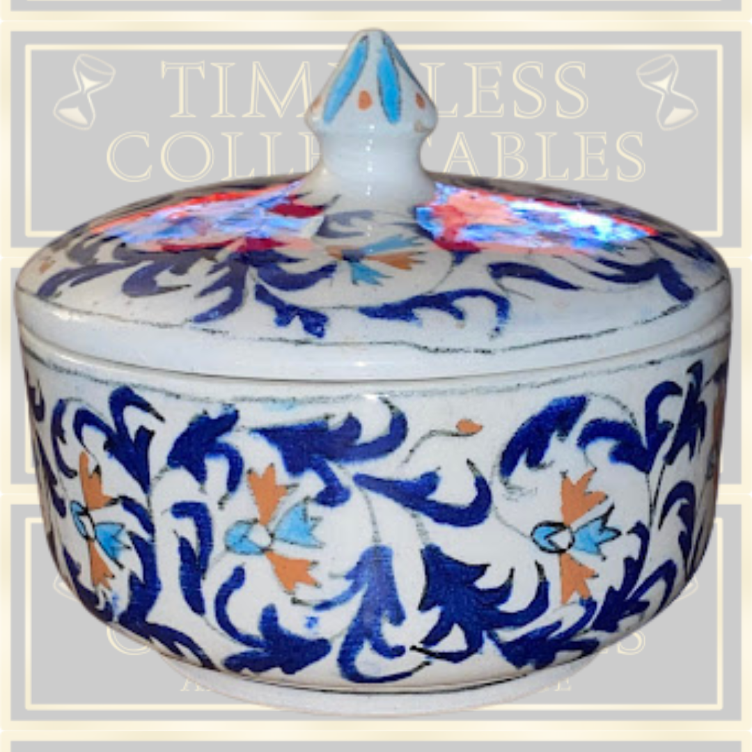Antique Ceramic Hand Painted Sugar Bowl