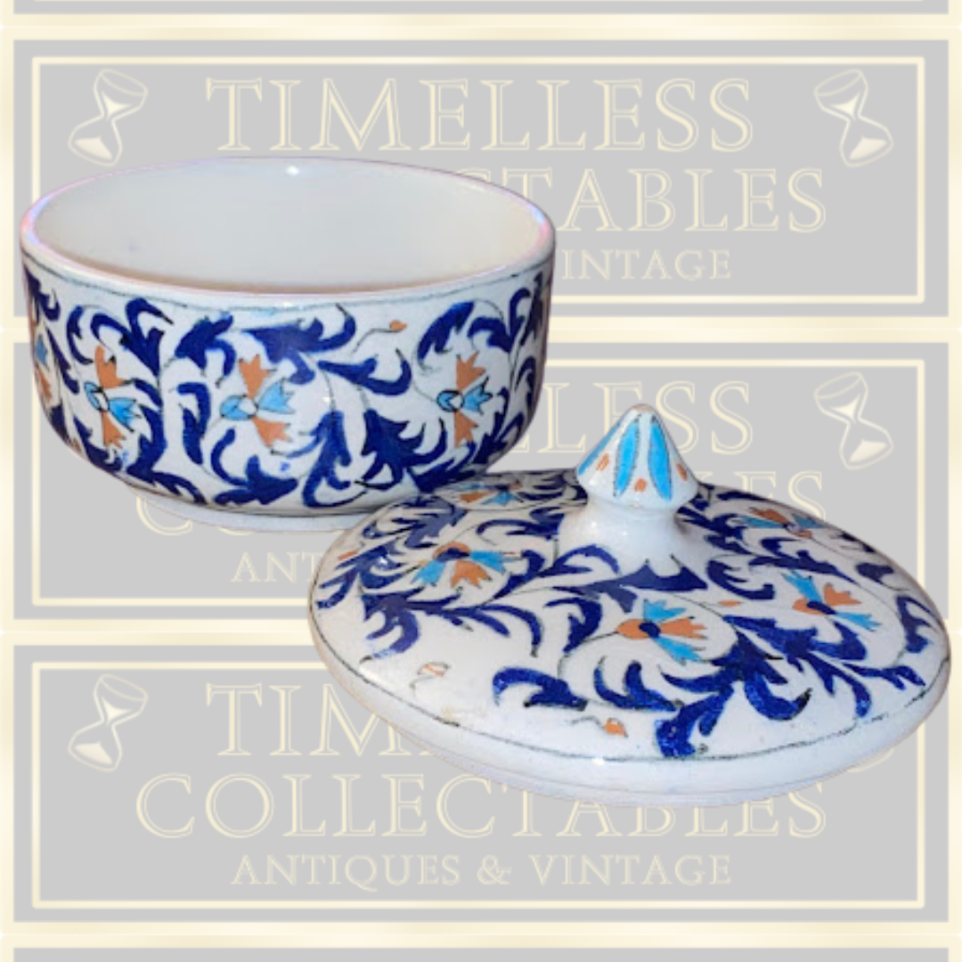 Antique Ceramic Hand Painted Sugar Bowl