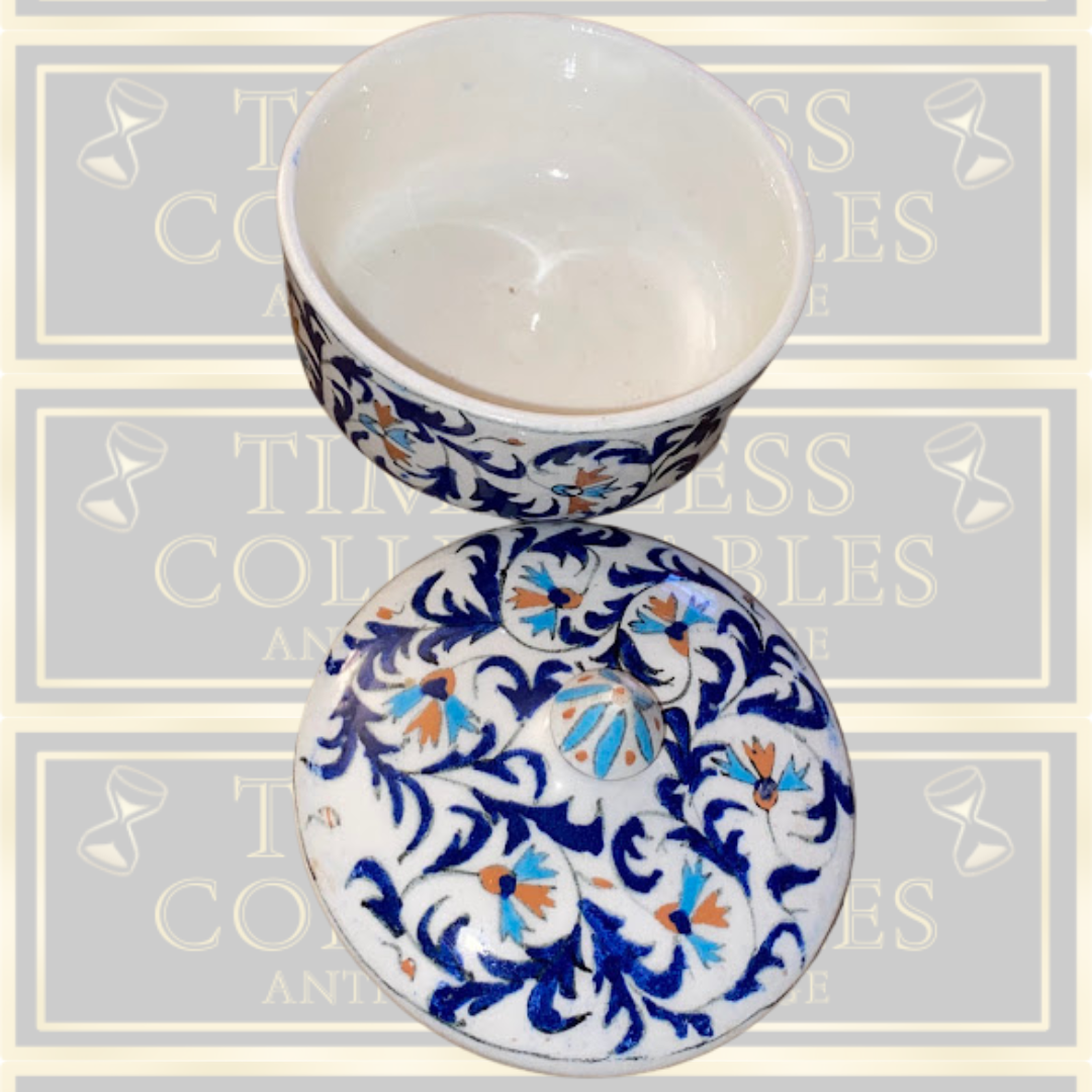 Antique Ceramic Hand Painted Sugar Bowl