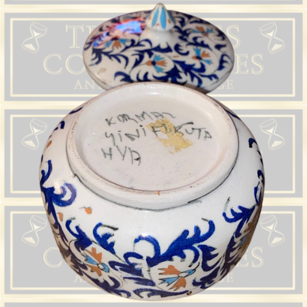 Antique Ceramic Hand Painted Sugar Bowl