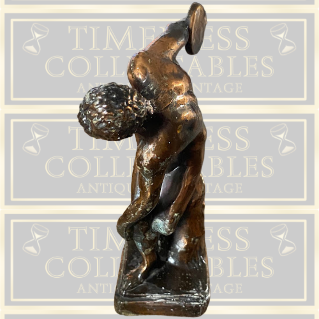 Vintage Bronze Copper Discus Thrower Discobol Statue