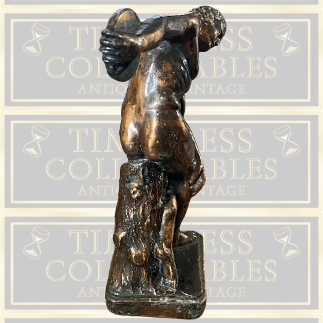 Vintage Bronze Copper Discus Thrower Discobol Statue