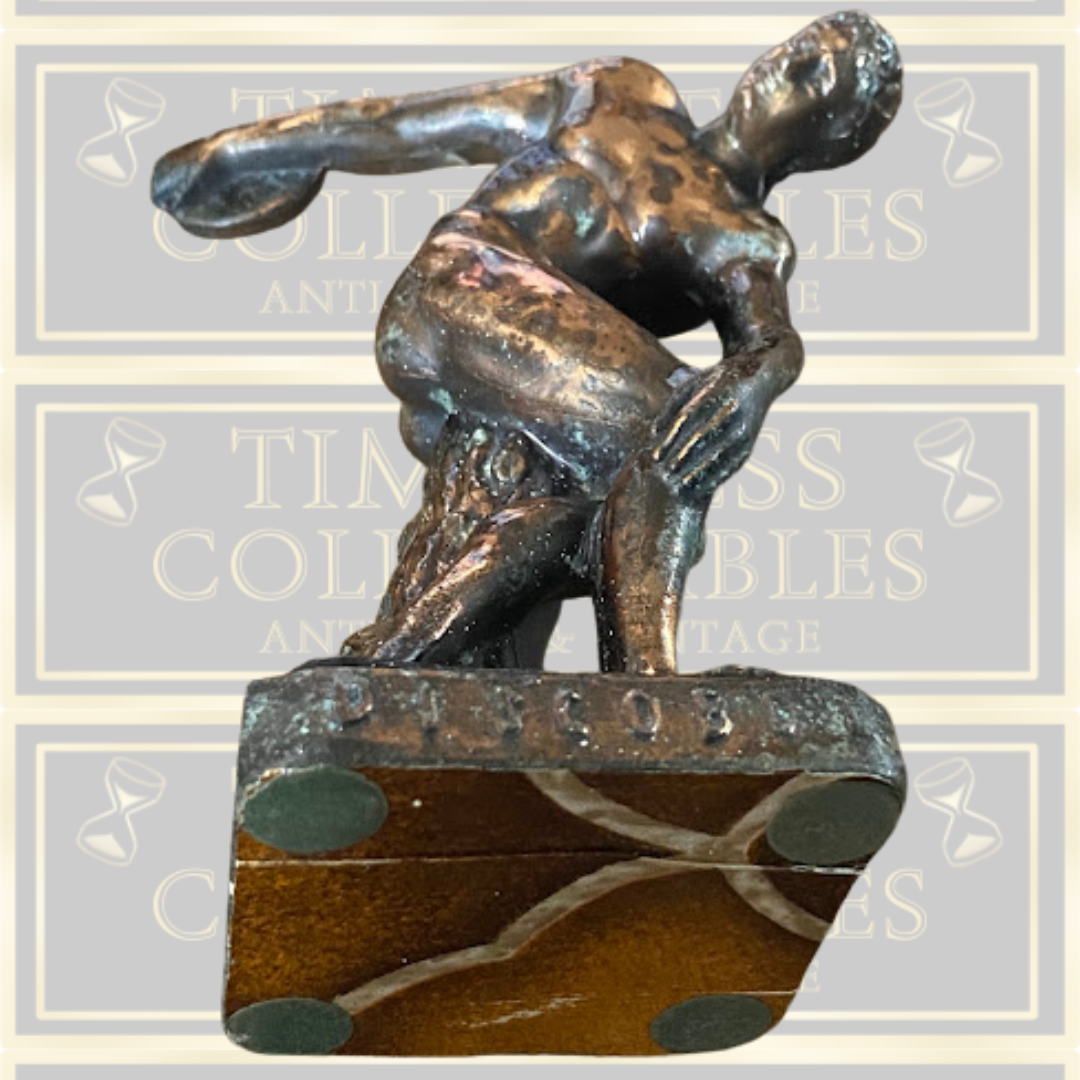 Vintage Bronze Copper Discus Thrower Discobol Statue