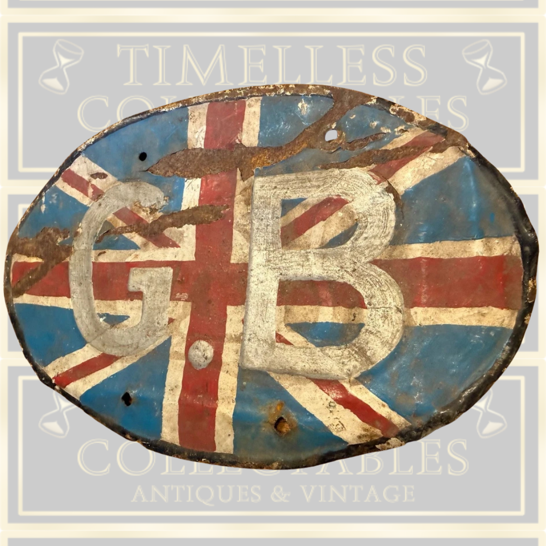 Vintage Large Aluminium Pressed GB Plate