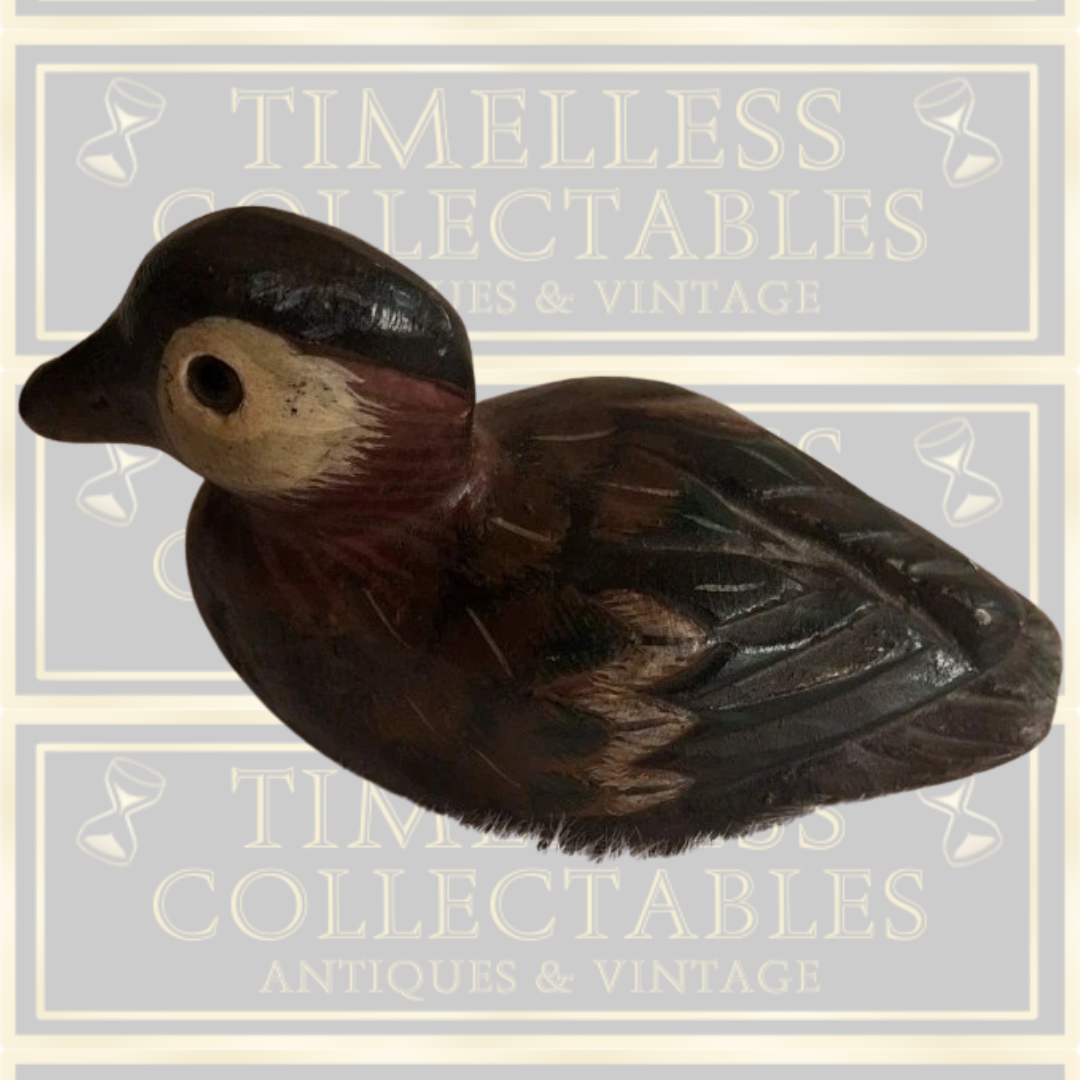 Vintage Pair Hand Painted Stone Carved Ducks