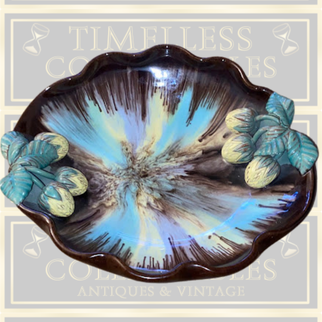 Vintage Art Deco Ceramic Glazed Majolica Fruit Bowl