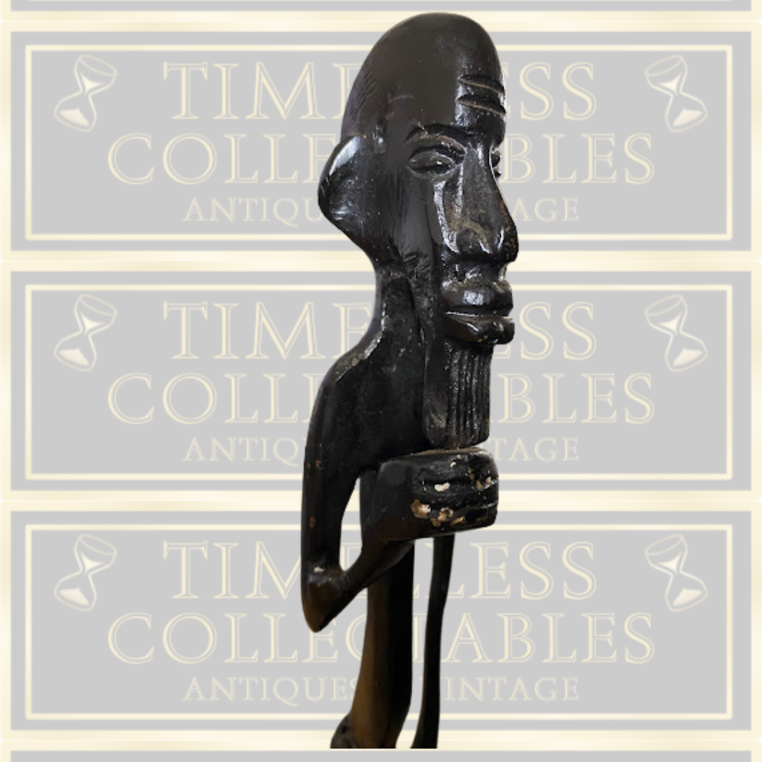 Vintage Solid Bronze Tall African Tribesman Sculpture