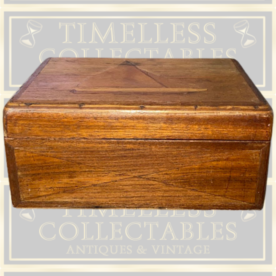 Vintage Three Tier Folk Art Wooden Sailing Boat Box