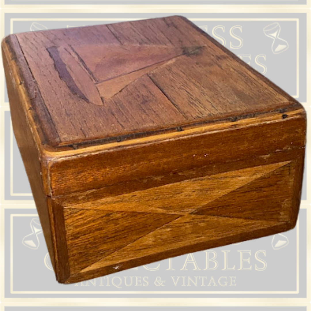 Vintage Three Tier Folk Art Wooden Sailing Boat Box