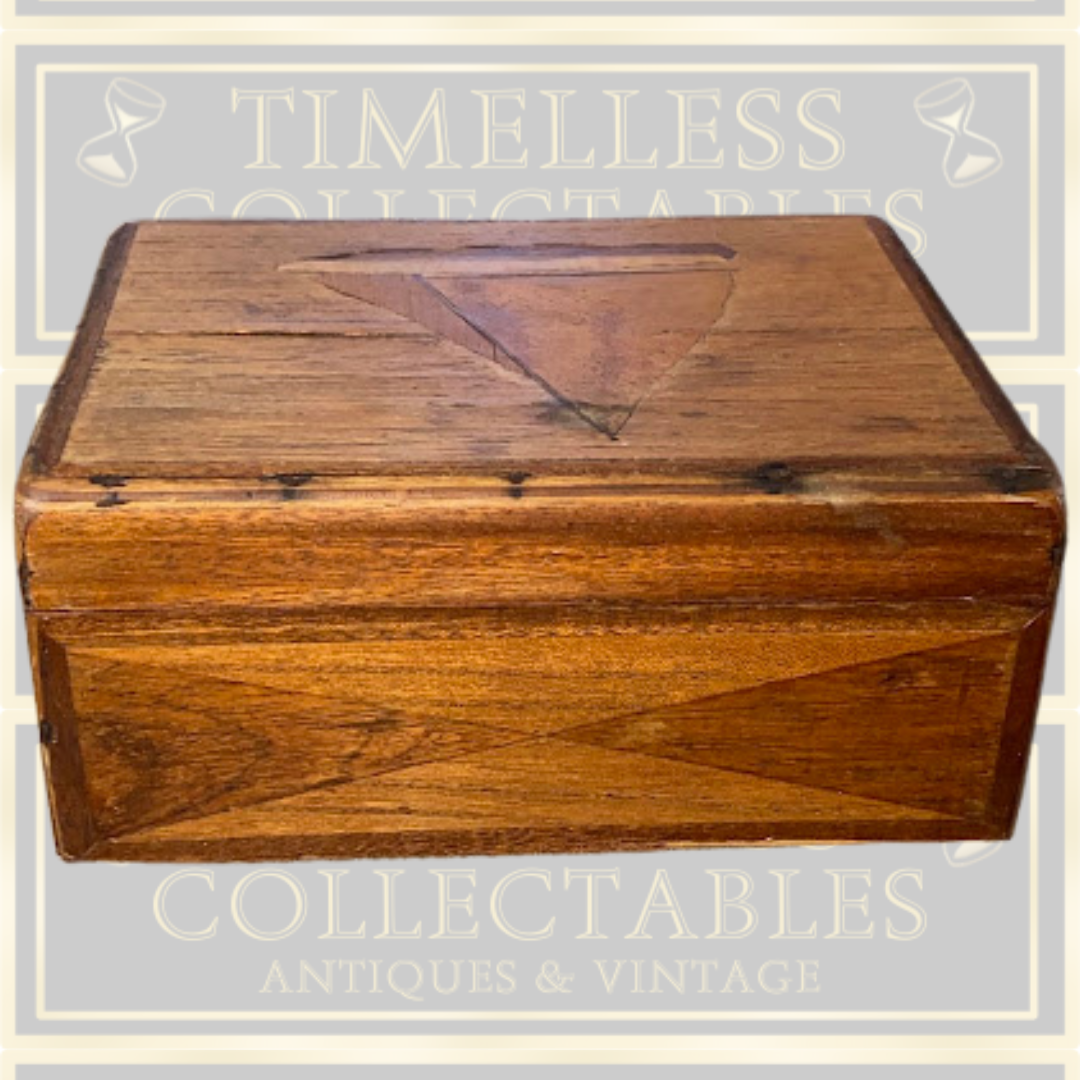 Vintage Three Tier Folk Art Wooden Sailing Boat Box