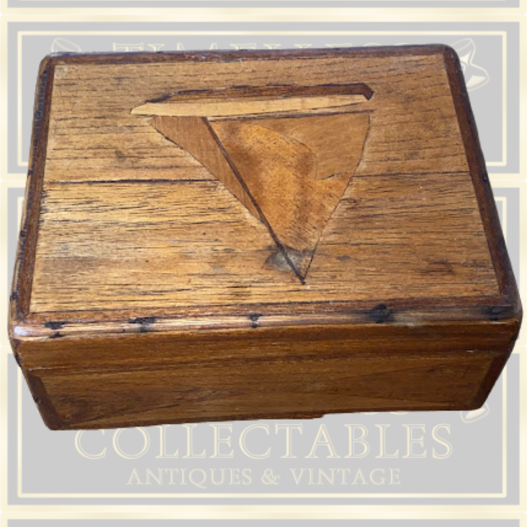 Vintage Three Tier Folk Art Wooden Sailing Boat Box
