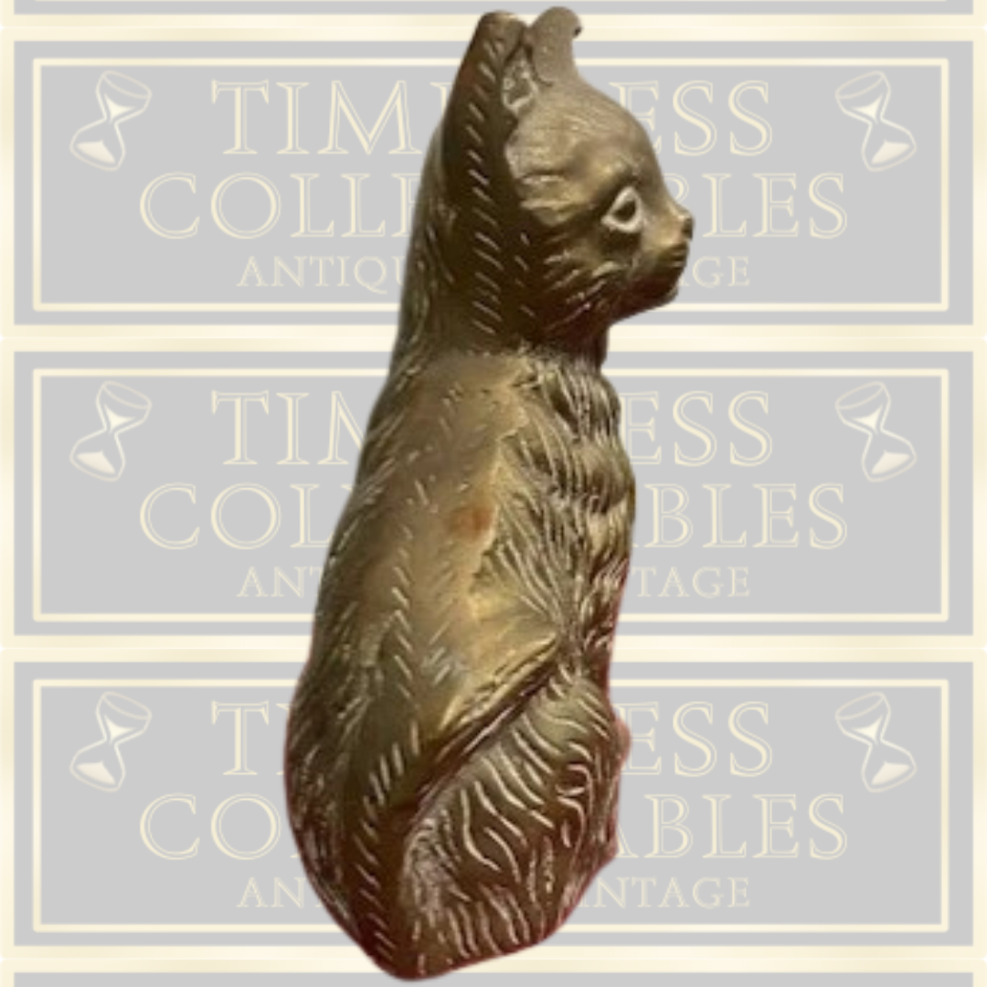 Antique Sitting Solid Brass Cat