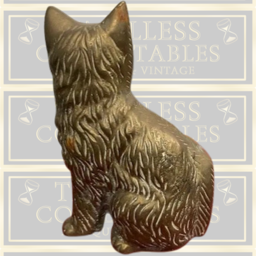 Antique Sitting Solid Brass Cat