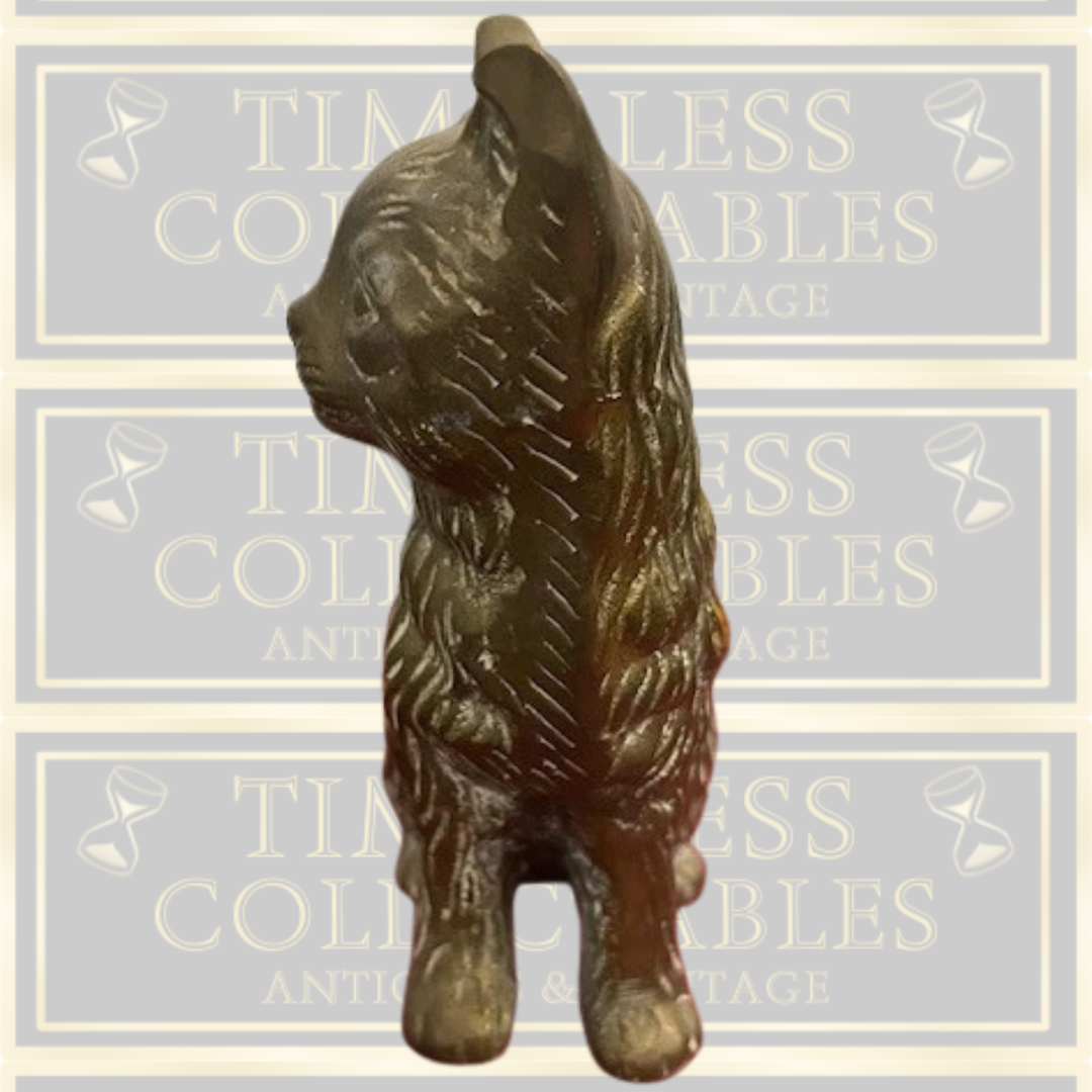Antique Sitting Solid Brass Cat