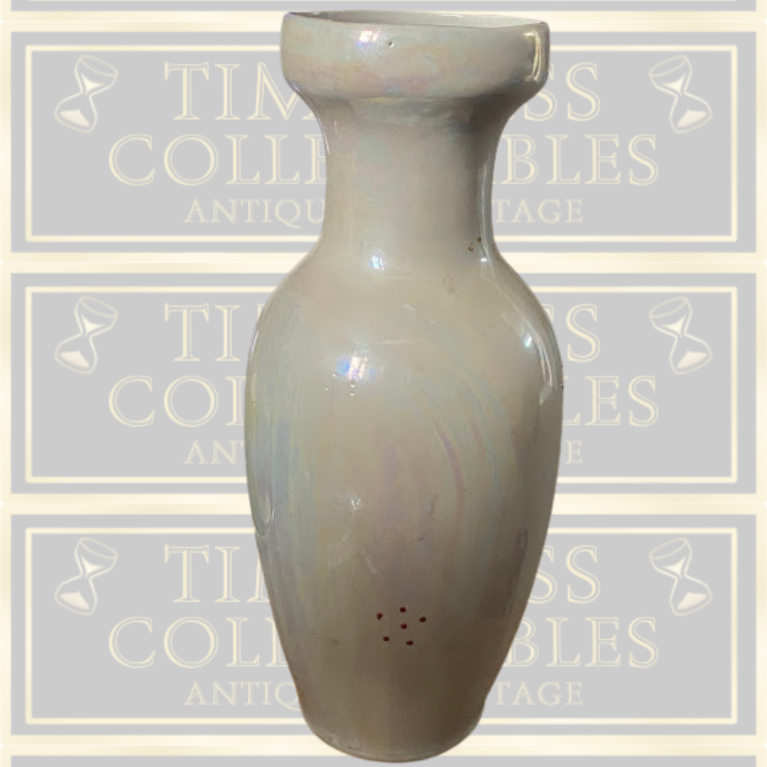 Vintage Iridescent Porcelain Hand-Painted Floral Vase