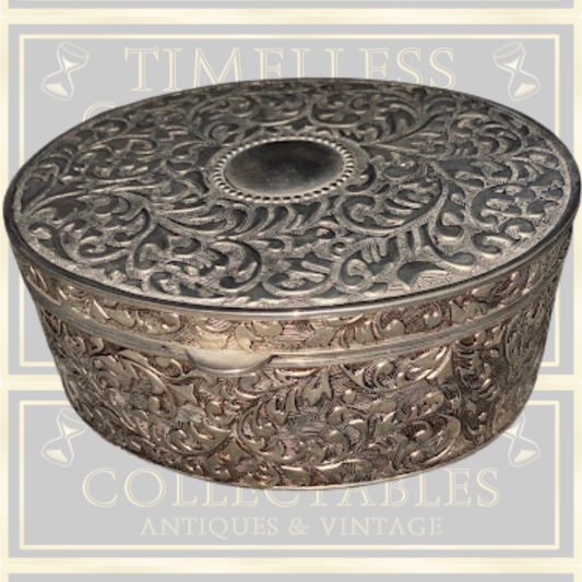 vintage large silver plate oval jewellery casket