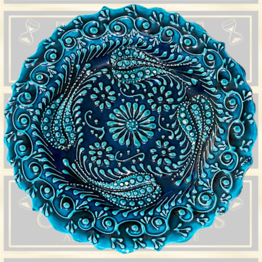Vintage Turquoise Turkish Decorative Plate