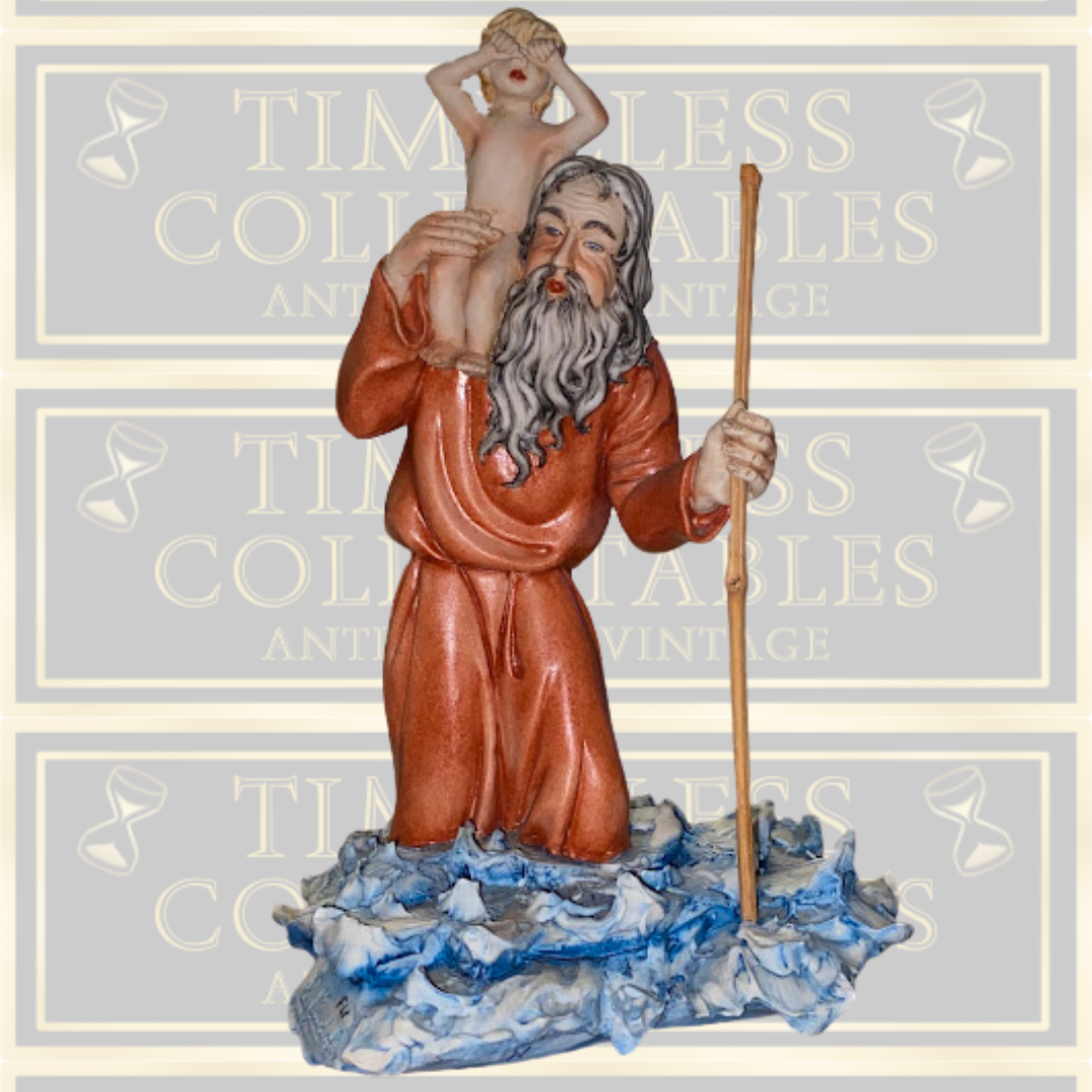 Capodimonte St Christopher Carrying The Christ Child By Renzo Guidolin Figurine