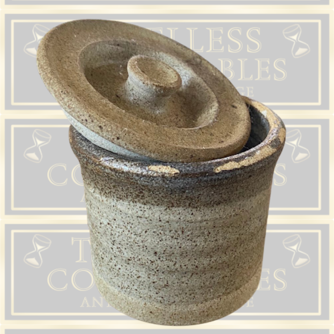 Vintage Small Stoneware Lidded Canister