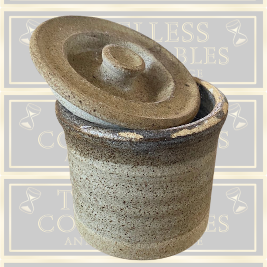 Vintage Small Stoneware Lidded Canister