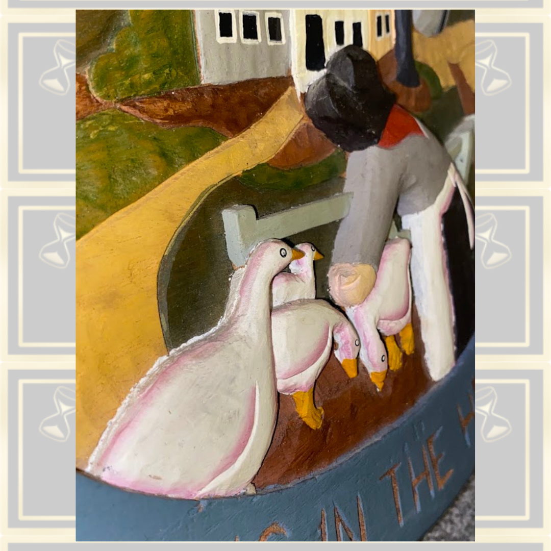 Vintage Hand Carved Wood "Home Is In The Heart Folk Art wall Carving