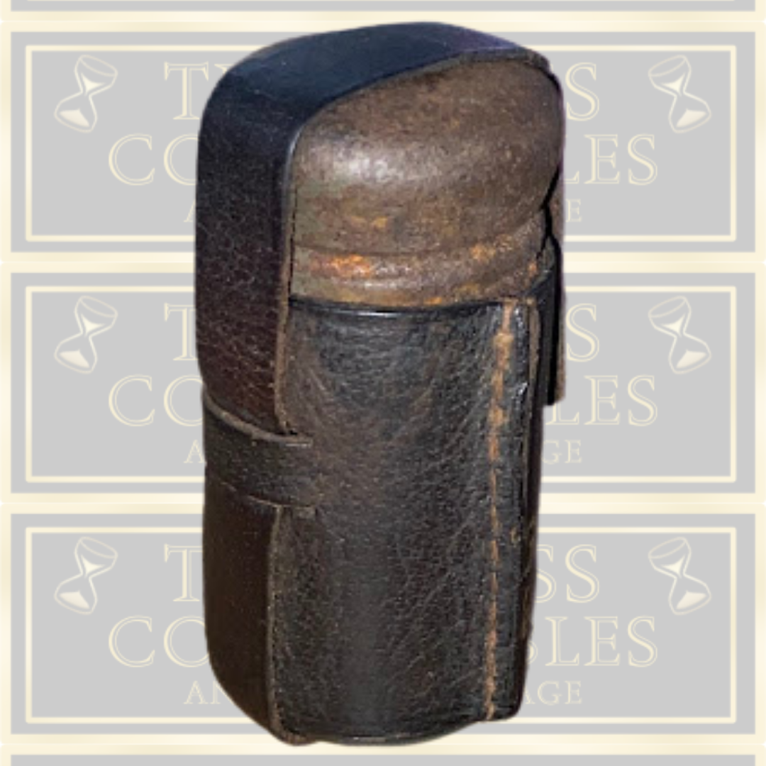 Antique Medicine Bottle In Leather Cover