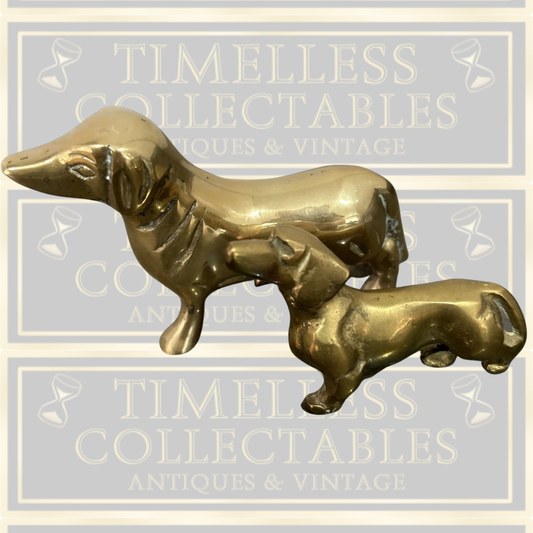 Vintage Pair Brass Dachshund Dogs