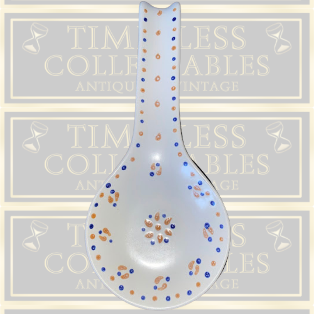 Vintage Studio Hand Painted Spoon Rest Signed M.C