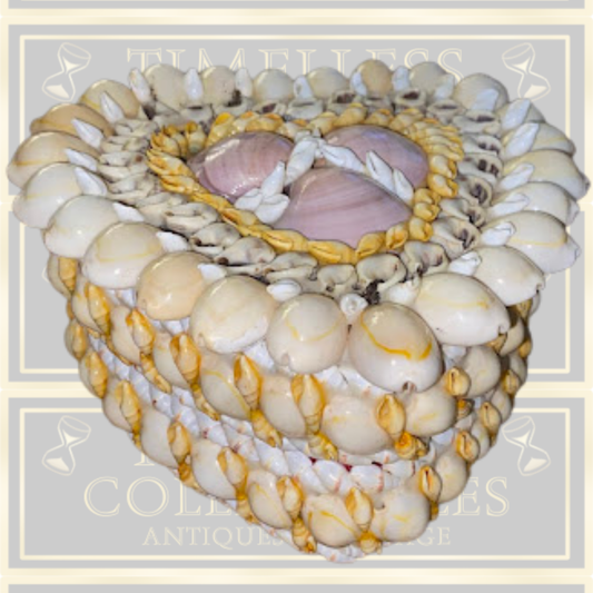Vintage Heart Shaped Large Seashell trinket box