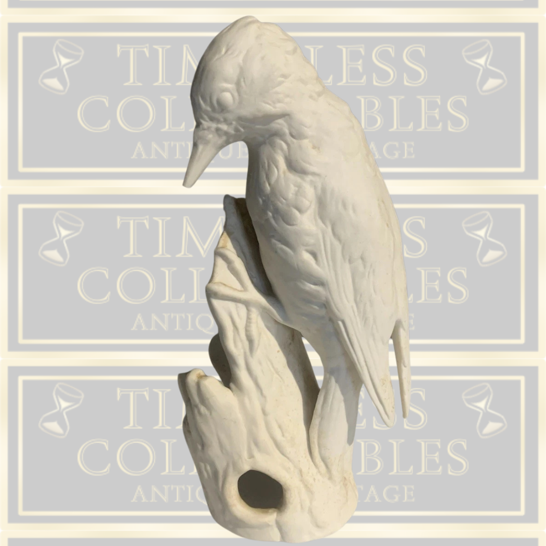 Vintage Goebel White Bisque Spotted Woodpecker Bird