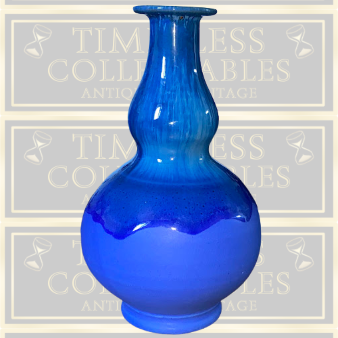 Vintage Gaia (Raia) Greece Art Studio Pottery Two Tone Ocean Blue Sky Glazed