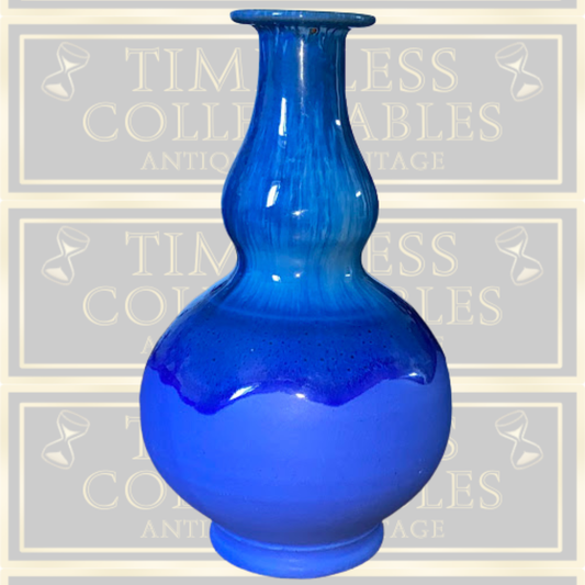 Vintage Gaia (Raia) Greece Art Studio Pottery Two Tone Ocean Blue Sky Glazed