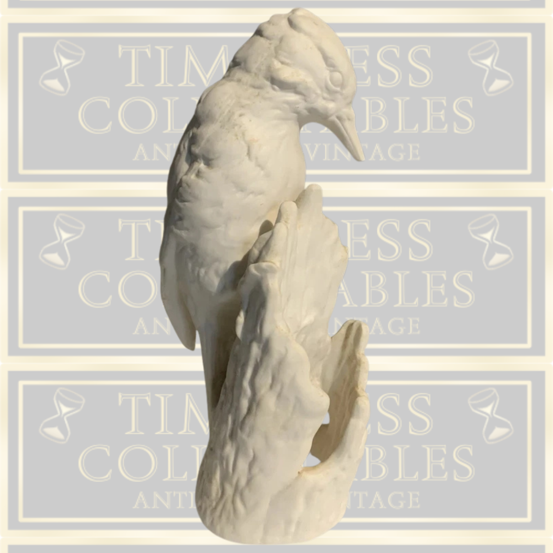 Vintage Goebel White Bisque Spotted Woodpecker Bird