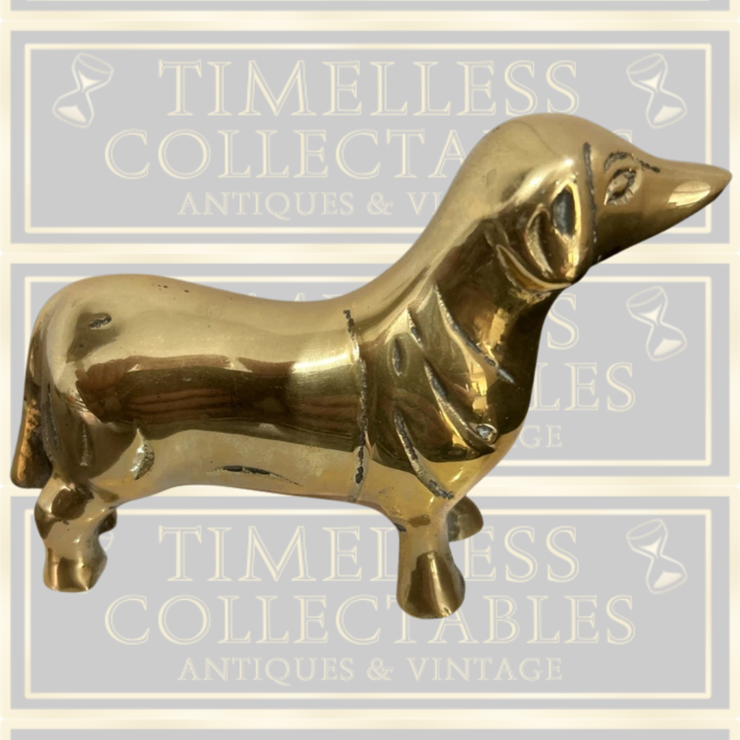 Vintage Pair Brass Dachshund Dogs